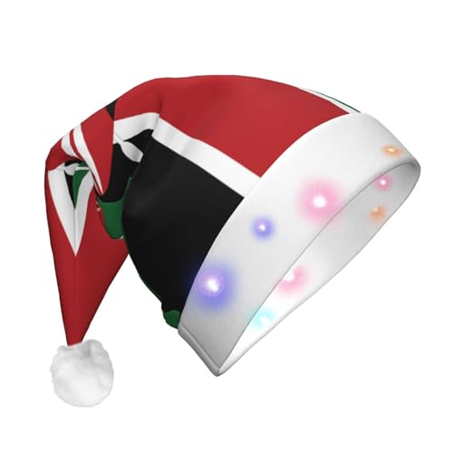 Weihnachtsmütze mit Flagge von Kenia, Weihnachtsmann, mit LED-Licht, Unisex, lustig, geeignet von SAAKE