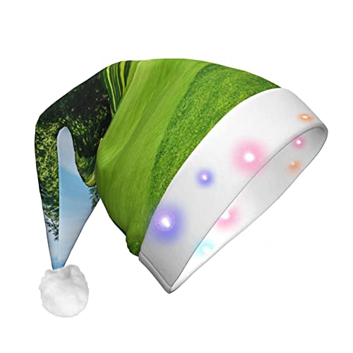 Weihnachtsmütze mit Golfplatz-Rasendruck, Weihnachtsmann, LED-Licht, Unisex, lustig, geeignet von SAAKE