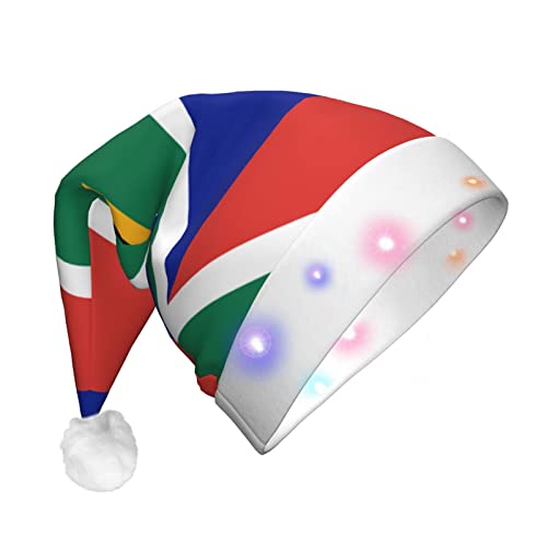 Weihnachtsmütze mit Südafrika-Flagge, Weihnachtsmann, mit LED-Licht, Unisex, lustig, geeignet von SAAKE