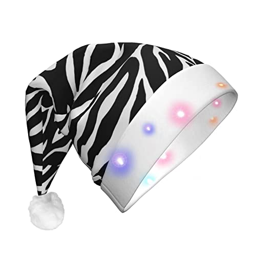 Weihnachtsmütze mit Zebra-Druck, Weihnachtsmann, LED, beleuchtet, Unisex, lustig, geeignet von SAAKE