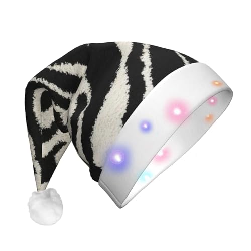 Weihnachtsmütze mit Zebra-Tierdruck, Weihnachtsmann, LED, beleuchtet, Unisex, lustig, geeignet von SAAKE