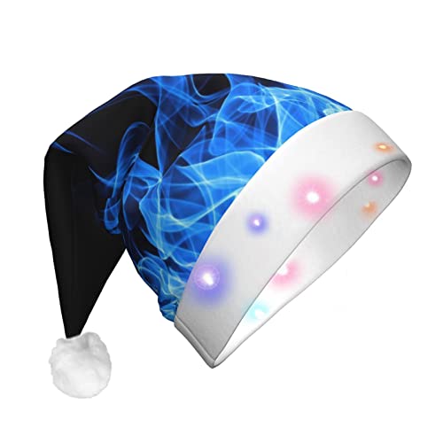 Weihnachtsmütze mit blauem Flammenaufdruck, Weihnachtsmann, LED, beleuchtet, Unisex, lustig, geeignet von SAAKE