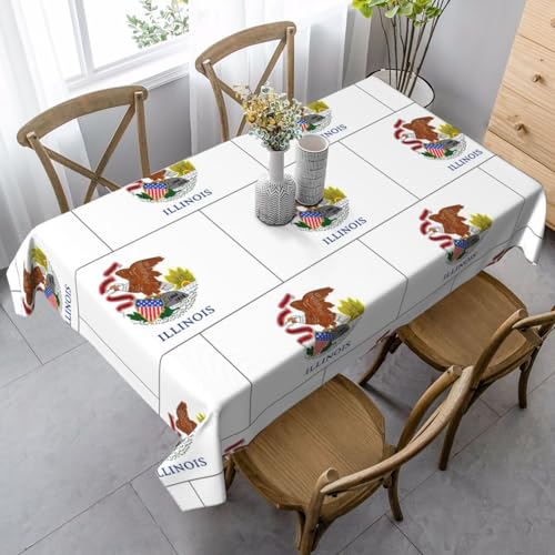 Rechteckige Tischdecke mit Illinois-Staatsflaggen-Druck, Thanksgiving-Tischdecke, dekorative Tischdecke von SABFWF