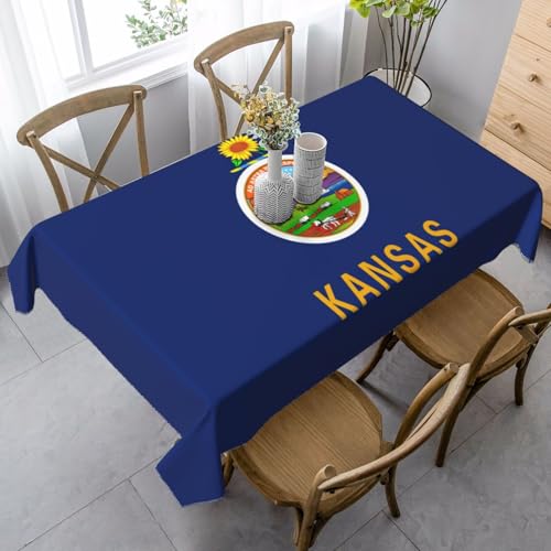 Rechteckige Tischdecke mit Kansas-Staatsflaggen-Druck, Thanksgiving-Tischdecke, dekorative Tischdecke von SABFWF