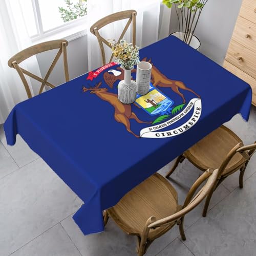 Rechteckige Tischdecke mit Michigan-Staatsflaggen-Druck, Thanksgiving-Tischdecke, dekorative Tischdecke von SABFWF