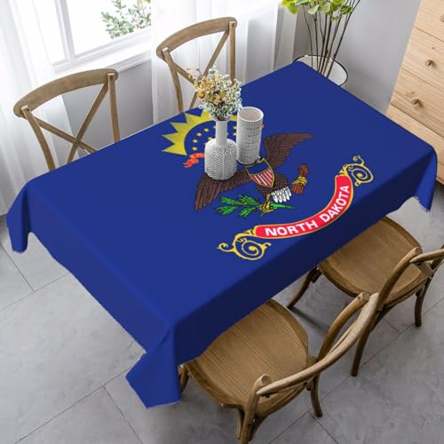 Rechteckige Tischdecke mit Nord-Dakota-Staatsflaggen-Druck, Thanksgiving-Tischdecke, dekorative Tischdecke von SABFWF