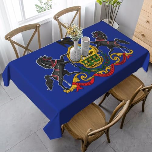 Rechteckige Tischdecke mit Pennsylvania-Staatsflaggen-Druck, Thanksgiving-Tischdecke, dekorative Tischdecke von SABFWF