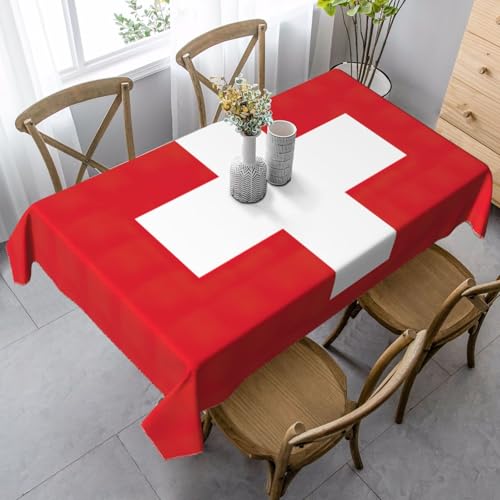 Rechteckige Tischdecke mit Schweizer Flagge, Thanksgiving Tischdecke, dekorative Tischdecke von SABFWF