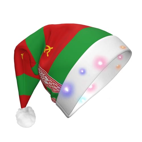 SABFWF Party-Kopfbedeckung, Motiv: Flagge von Belarus, leuchtende Weihnachtsmütze für Erwachsene, Weihnachtsdekoration von SABFWF