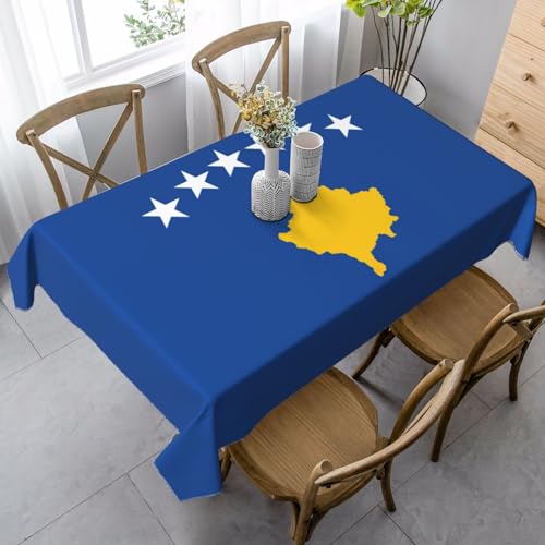 SABFWF Rechteckige Tischdecke, Motiv: Flagge des Kosovo, Erntedankfest, dekorative Tischdecke von SABFWF