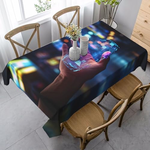 SABFWF Rechteckige Tischdecke, neonfarben, HD-Handdruck, Thanksgiving-Tischdecke, dekorative Tischdecke von SABFWF