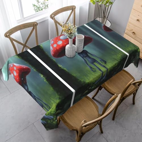 SABFWF Rechteckige Tischdecke mit Astronauten- und Alien-Druck, Thanksgiving-Tischdecke, dekorative Tischdecke von SABFWF