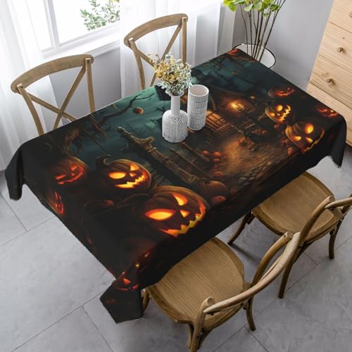 SABFWF Rechteckige Tischdecke mit Halloween-Horror-Druck, Thanksgiving-Tischdecke, dekorative Tischdecke von SABFWF