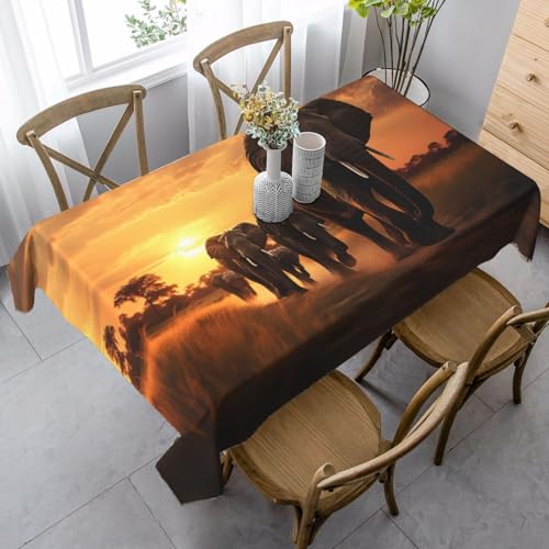 SABFWF Rechteckige Tischdecke mit Natur-Elefanten-Druck, Thanksgiving-Tischdecke, dekorative Tischdecke von SABFWF