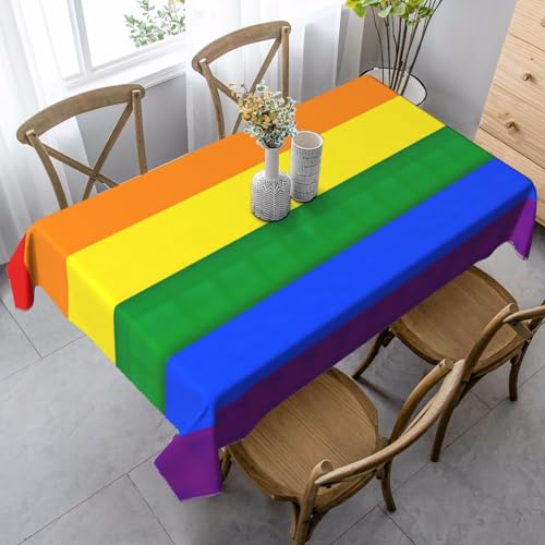 SABFWF Rechteckige Tischdecke mit Regenbogen-Flaggen-Druck, Thanksgiving-Tischdecke, dekorative Tischdecke von SABFWF