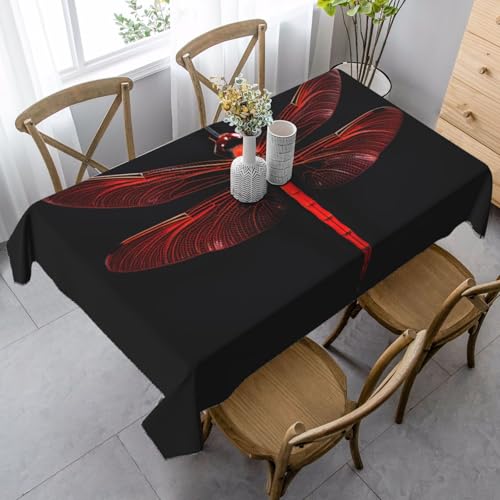 SABFWF Rechteckige Tischdecke mit abstraktem roten Libellen-Druck, Thanksgiving-Tischdecke, dekorative Tischdecke von SABFWF