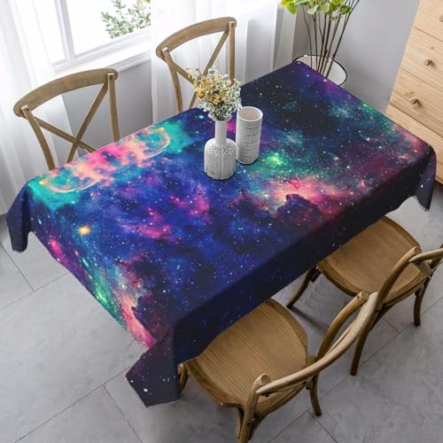 SABFWF Rechteckige Tischdecke mit buntem Galaxie-Druck, Thanksgiving-Tischdecke, dekorative Tischdecke von SABFWF