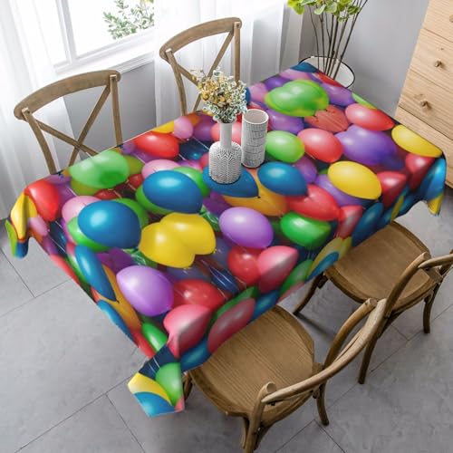 SABFWF Rechteckige Tischdecke mit buntem Luftballon-Motiv und blauem Himmel, Thanksgiving-Tischdecke, dekorative Tischdecke von SABFWF