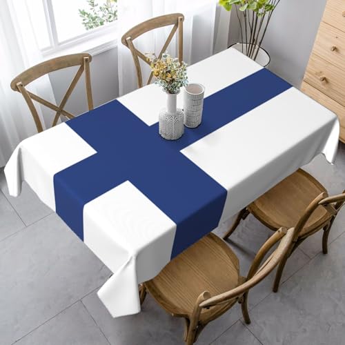 SABFWF Rechteckige Tischdecke mit finnischem Flaggenaufdruck, Thanksgiving-Tischdecke, dekorative Tischdecke von SABFWF