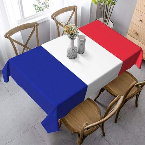 SABFWF Rechteckige Tischdecke mit französischer Flagge, Thanksgiving-Tischdecke, dekorative Tischdecke von SABFWF