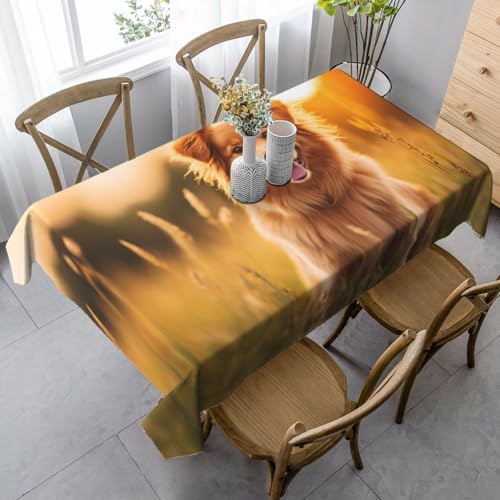 SABFWF Rechteckige Tischdecke mit niedlichem Welpen-Motiv, Thanksgiving-Tischdecke, dekorative Tischdecke von SABFWF