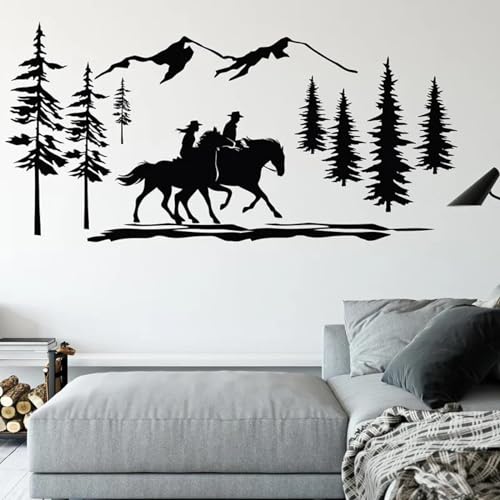 SABORR Berge Pferd Tier Wandaufkleber Wald Bäume Weide Bauernhof Kinderzimmer Urlaub Home Decor Vinyl Aufkleber von SABORR