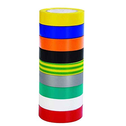 SACONELL Isolierband 9 Rollen, 19mm x 20m PVC Isolierband Farbig Set, Wasserdicht Elektrisc Klebeband für Isolieren, Reparieren, Bündeln von Kabeln von SACONELL