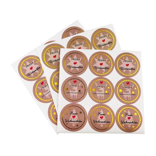 Weihnachten Aufkleber Etiketten Selbstklebend, Kraftpapier Marmeladen Etiketten, Aufkleber Marmeladenglas Rund, Aufkleber zum Beschriften (3.8cm) von SAEEKO