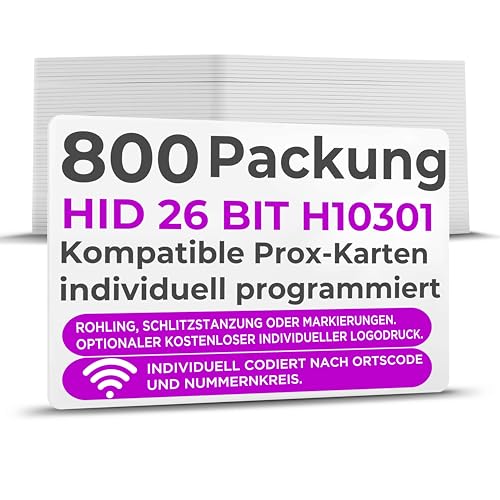 RAS - Individuell programmierte Prox-Karten – kompatibel mit HID 26 Bit H10301 oder 34 Bit H10306 Format HID 1386 ISOProx II (800) von SAFEHITCH