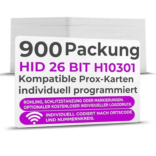 RAS - Individuell programmierte Prox-Karten – kompatibel mit HID 26 Bit H10301 oder 34 Bit H10306 Format HID 1386 ISOProx II (900) von SAFEHITCH