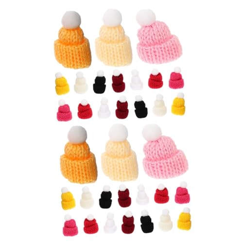 SAFIGLE 100 Stk Mini-Mütze Mini Strickmützen Puppenhüte Nikolausmütze stricken Mini-Strickmützen Weihnachtsmützen Bastelhutverzierungen selber machen winzige Kitting-Hüte Polyester von SAFIGLE