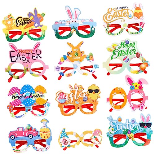 SAFIGLE 12St Ostergläser ostern zu ostern Osterbrille Set Party-Brillen-Set Rave-Brille aufblasbar Kinderbrille Mädchen Kinderparty-Brille Filzstoff Kunststoff von SAFIGLE