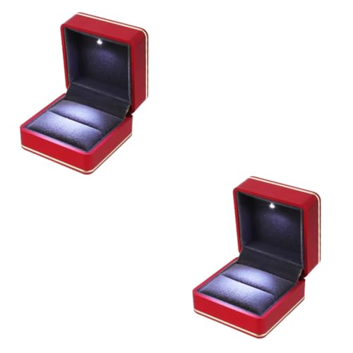 SAFIGLE 2 Stück Beleuchtete Ringbox Schmuck Organizer Für Herren Ringhalter Ringboxen Schmuckschatullen Für Halsketten Schmuckschatullen Für Herrenschmuck Ringe Ringvitrine Roter von SAFIGLE