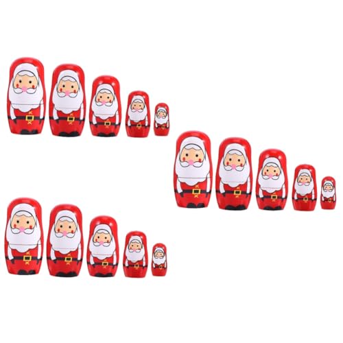 SAFIGLE 3st Wohndekoration Weihnachtsmann Geburt Matroschka Weihnachtsparty Gefallen Urlaub Tischdekoration Ornament Matrjoschka Russische Vater Weihnachtspuppen Rot Bambus von SAFIGLE