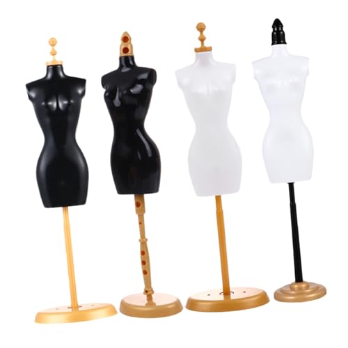 SAFIGLE 4 Stück Modellständer Mannequin-Halterung Mini-Zubehör Mini-Puppen Mini-Stoffkleid Miniaturen puppenkleiderbügel Puppen kleiderbügel Miniatur-DIY-Accessoires Puppenständer Plastik von SAFIGLE