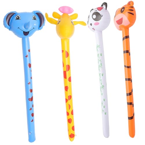 SAFIGLE 4 Stück Tierkopf Stecken Abenteuerzeit Spielzeug Partykrachmacher Ballonstäbe Aufgeblasene Tierballonstäbchen Tierstock Aufblasen Sprengen Tiere Stick Urwald Pvc Pferdekopf Kind von SAFIGLE