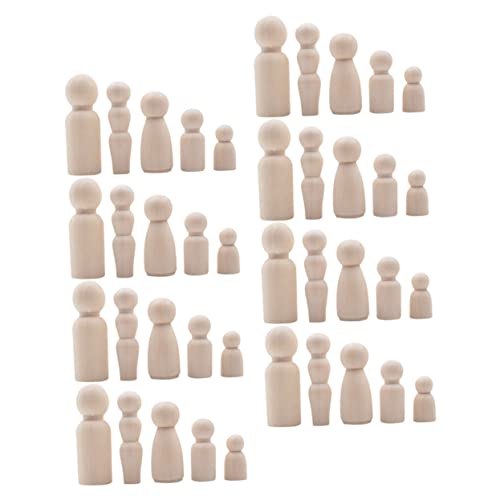 SAFIGLE 40St Schneemann-Holzperlen-hängende Schnur bastel Set für Kinder Bastelset für Kinder Holzfiguren für Handarbeiten Blanko-Peg-Puppen Streichpuppe bemalen Puppen aus Holz Holzpflock von SAFIGLE