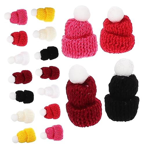 SAFIGLE 50 Stück Mini-Mütze Mini Strickmützen Puppenhüte Mini-Weinflaschenhut winzige Kitting-Hüte Fingerhüte Mini Mini-Puppen Weihnachtsmützen Bastelhüte Minihüte zum Basteln Polyester von SAFIGLE