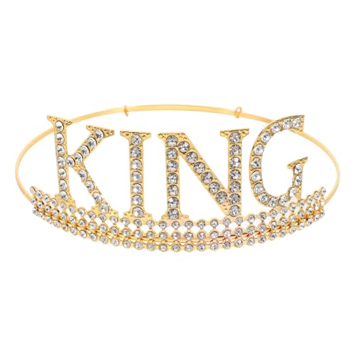 SAFIGLE Geburtstags-Königskrone Für Männer Und Jungen Strass-Geburtstags-Tiara Cosplay-Party-Krone Stirnband Geburtstagsgeschenke Kopfschmuck Für Männer Golden von SAFIGLE