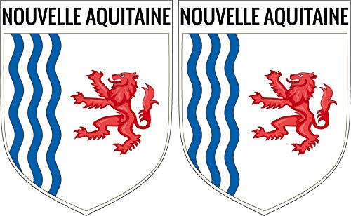 2 x Wappen New Aquitain Aufkleber 4 x 5 cm ECUSSON Sticker von SAFIRMES