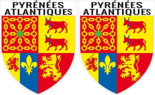 2 x Wappen Pyrénées Atlantiques Aufkleber, 4 x 5 cm, Departement 64 Aufkleber, Sticker von SAFIRMES