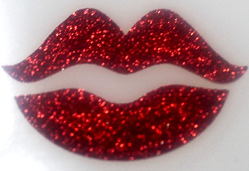 Safimes Mund, Lips – Hotfix zum Aufbügeln, 6 x 4 cm, Rot Glitter Bling Pailletten von SAFIRMES