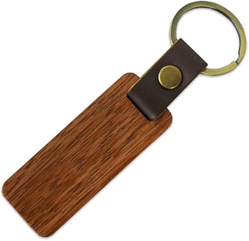 Leder Holz Schlüsselanhänger DIY Blank mit Lederband Walnussholz Schlüsselanhänger Unlackiertes Holz zum Gravieren von Schlüsselmarken Holzhandwerk Einfach zu bedienen (8 Stück) von SAIF