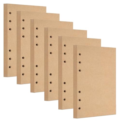 6 Pack A5 Nachfüllpapier 6 Loch Kraftpapier Papier Blanko 270 Blätter/ 540 Seiten Refill Paper Notizpapier für Ringbucheinlagen Nachfüllbar A5 Notizbuch von SAIJIAN