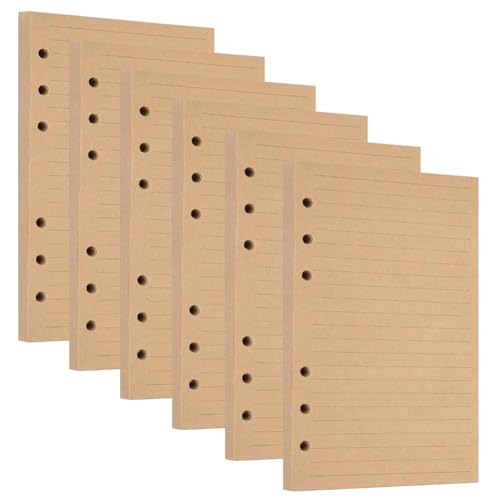 6 Pack A5 Nachfüllpapier 6 Loch Kraftpapier Papier Liniert 270 Blätter/ 540 Seiten Refill Paper Notizpapier für Ringbucheinlagen Nachfüllbar A5 Notizbuch von SAIJIAN