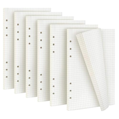 6 Pack A5 Nachfüllpapier 6 Löcher Papier Kariert 270 Blätter/ 540 Seiten Grid Paper A5 Refill Paper Nachfülleinlagen Notizpapier für Ringbucheinlagen Nachfüllbar A5 Notizbuch von SAIJIAN