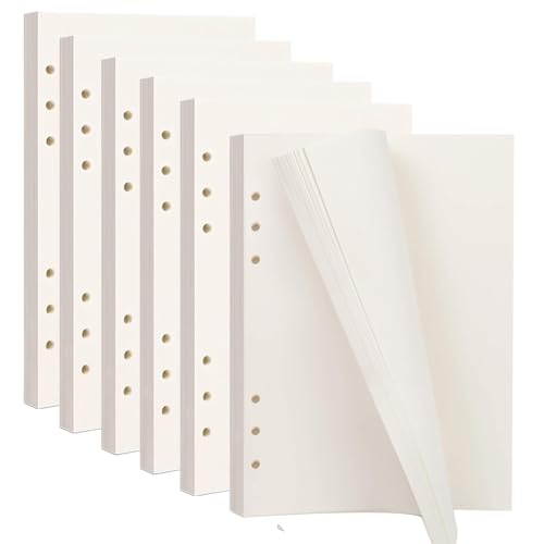 6 Pack A5 Nachfüllpapier 6 Löcher Papier Blanko 270 Blätter/ 540 Seiten Refill Paper Nachfülleinlagen Notizpapier für Ringbucheinlagen Nachfüllbar A5 Notizbuch von SAIJIAN