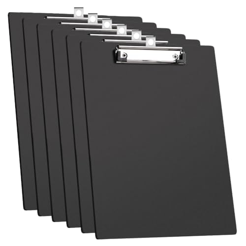 6 Stück Klemmbrett A4 Schreibbrett Klemmbrett A4 mit Metalklemme und Aufhängeose Clipboard Schreibplatte Klemmbrettmappe für Büro Schule Schwarz von SAIJIAN