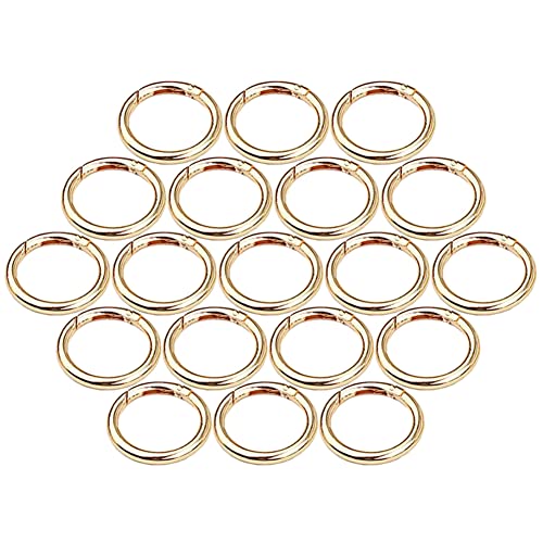 20 Stück Runde Karabiner 28mm Runde Karabinerhaken Ring Karabiner Gold Zinklegierung Runde Snap Ring Sprung Ringe für Bastelarbeiten und Taschenzubehör von SAIJIAN