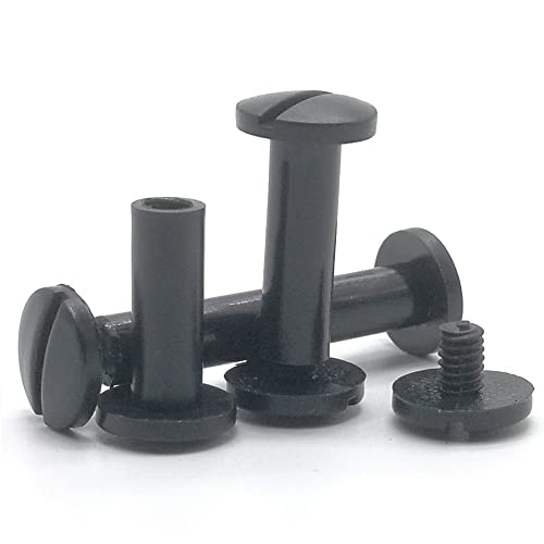 20 Stück 5,5 mm * Länge 5–30 mm Nylon schwarze Buchschraube Kunststoff Kontobuchschrauben männlich weiblich Dockingmutter Bindung Schnappnietschrauben (Color : 10mm_5.5mm) von SAISEA